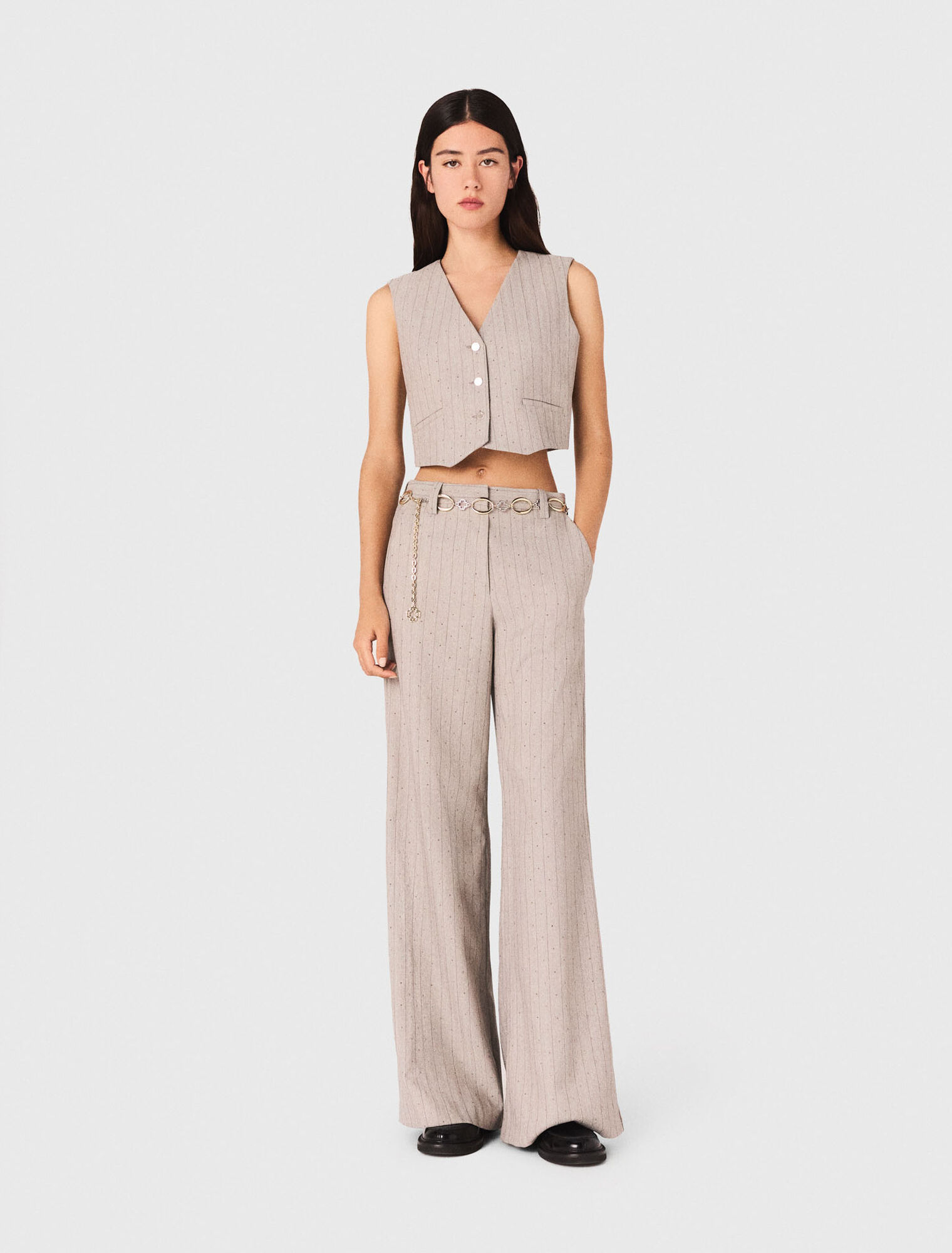 Pantalón de traje con strass