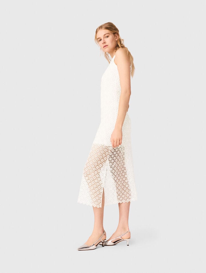 Vestido largo de ganchillo y strass