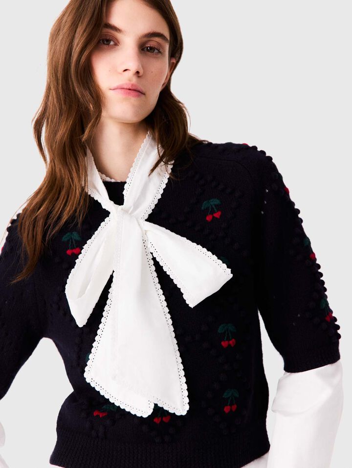 Jersey con cerezas bordadas