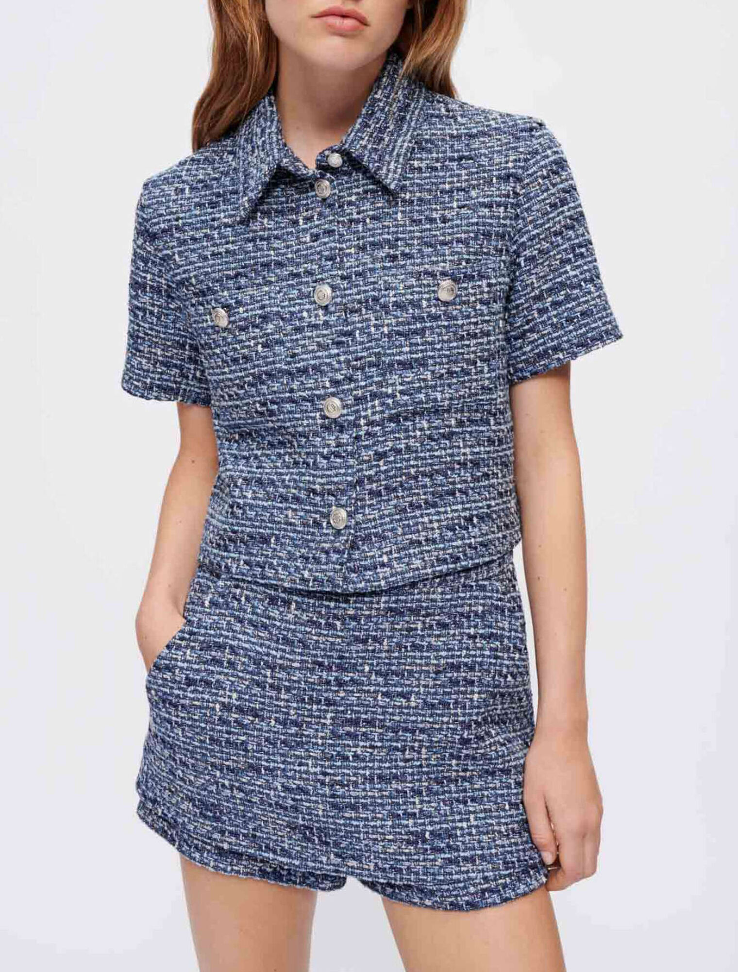 Camisa de tweed moteado