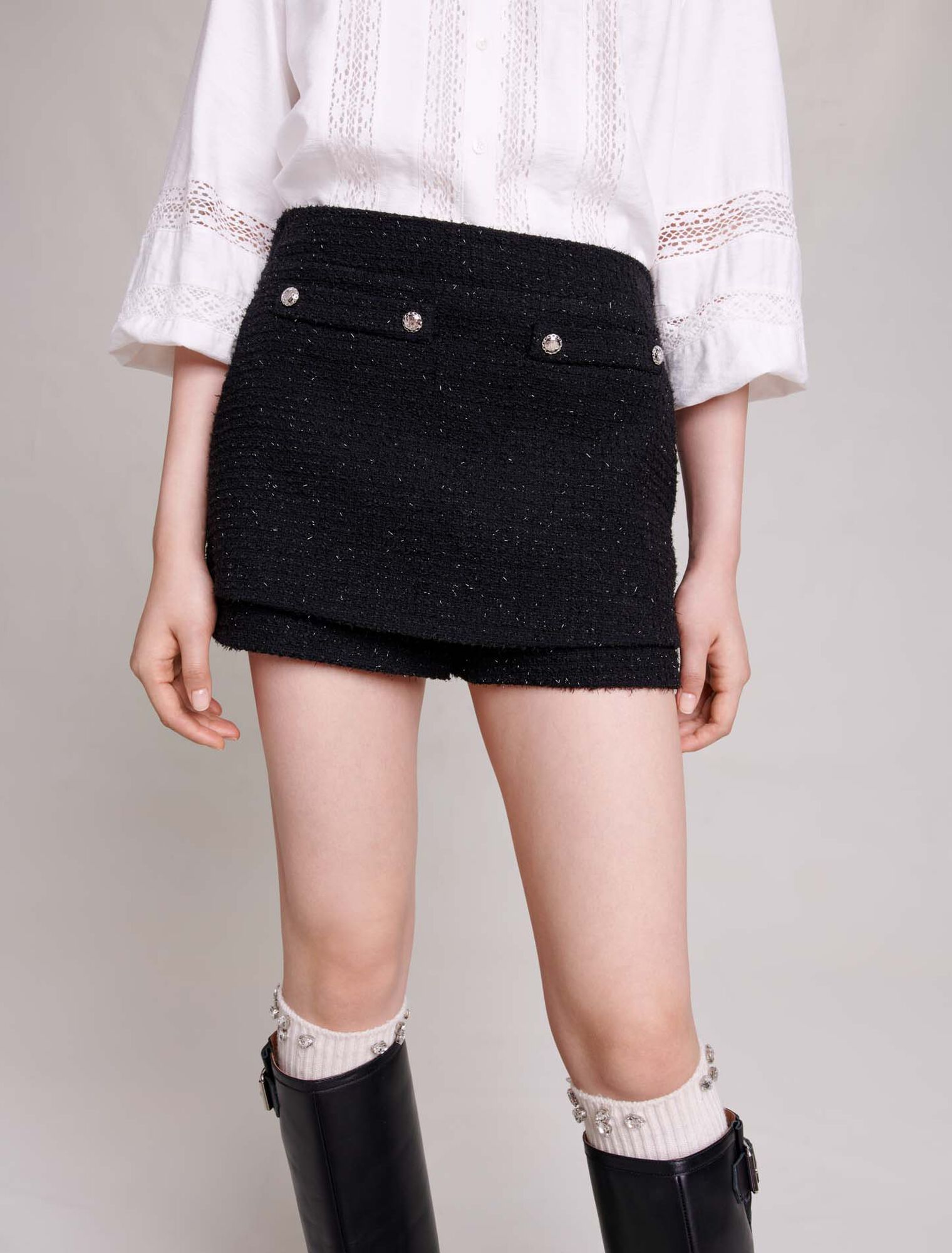 Pantalón corto de tweed
