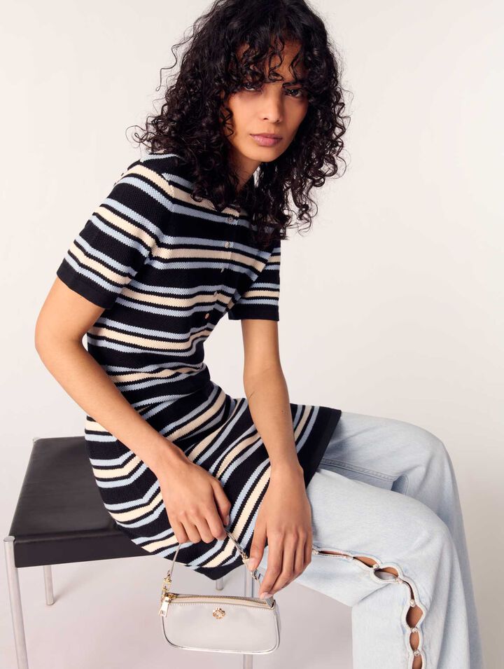 Vestido polo de punto a rayas