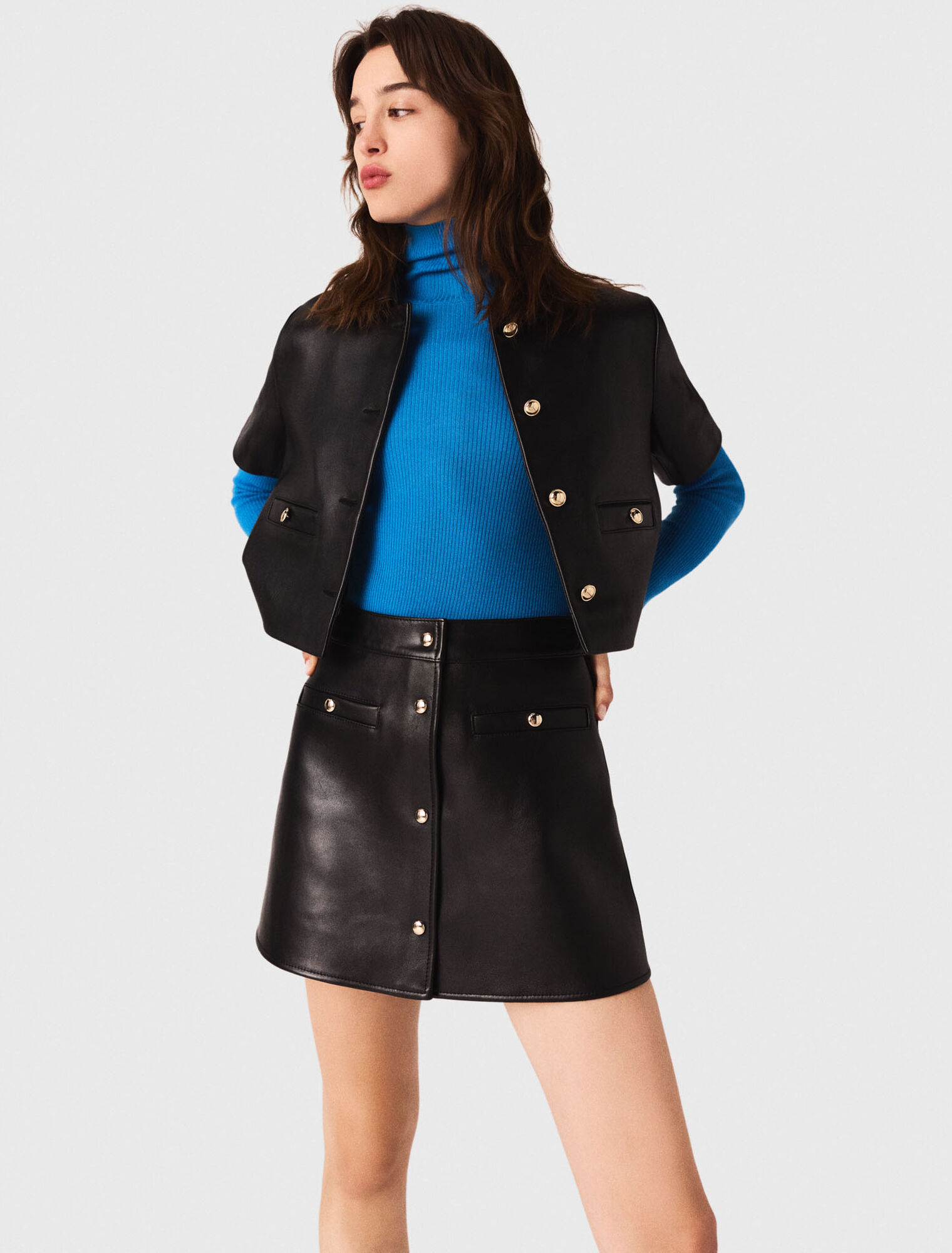 Chaqueta corta de piel