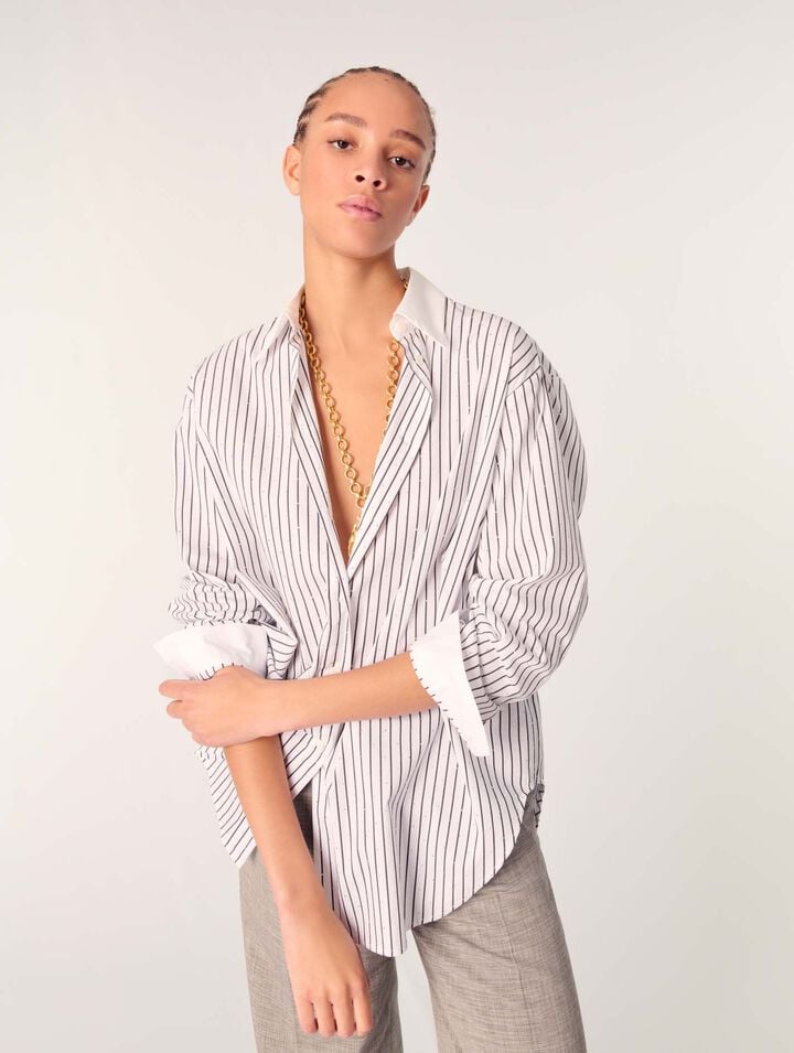 Camisa a rayas con pedrería