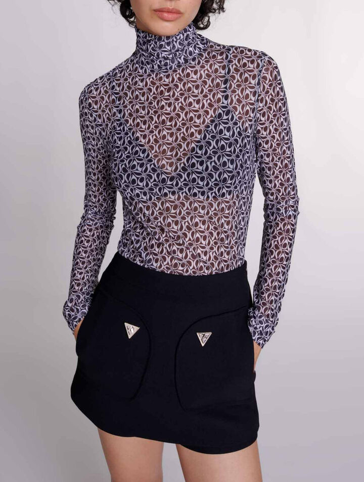 Top semitransparente con motivo