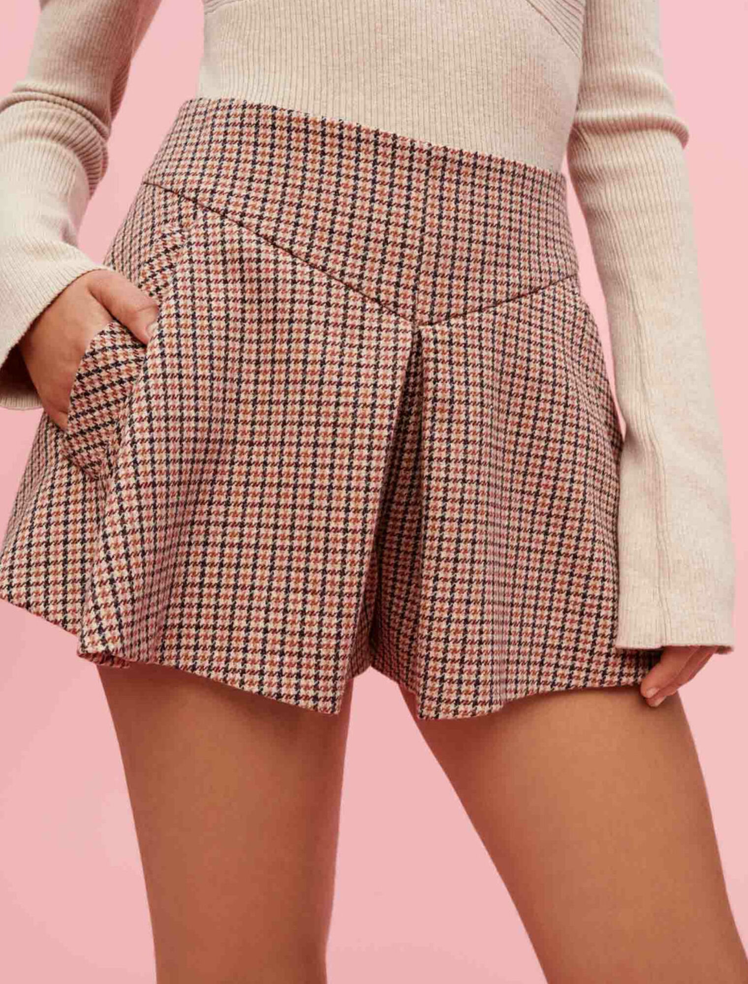 Pantalón corto de pata de gallo