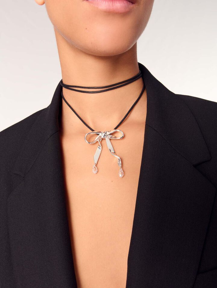 Collar nudo plateado para anudar
