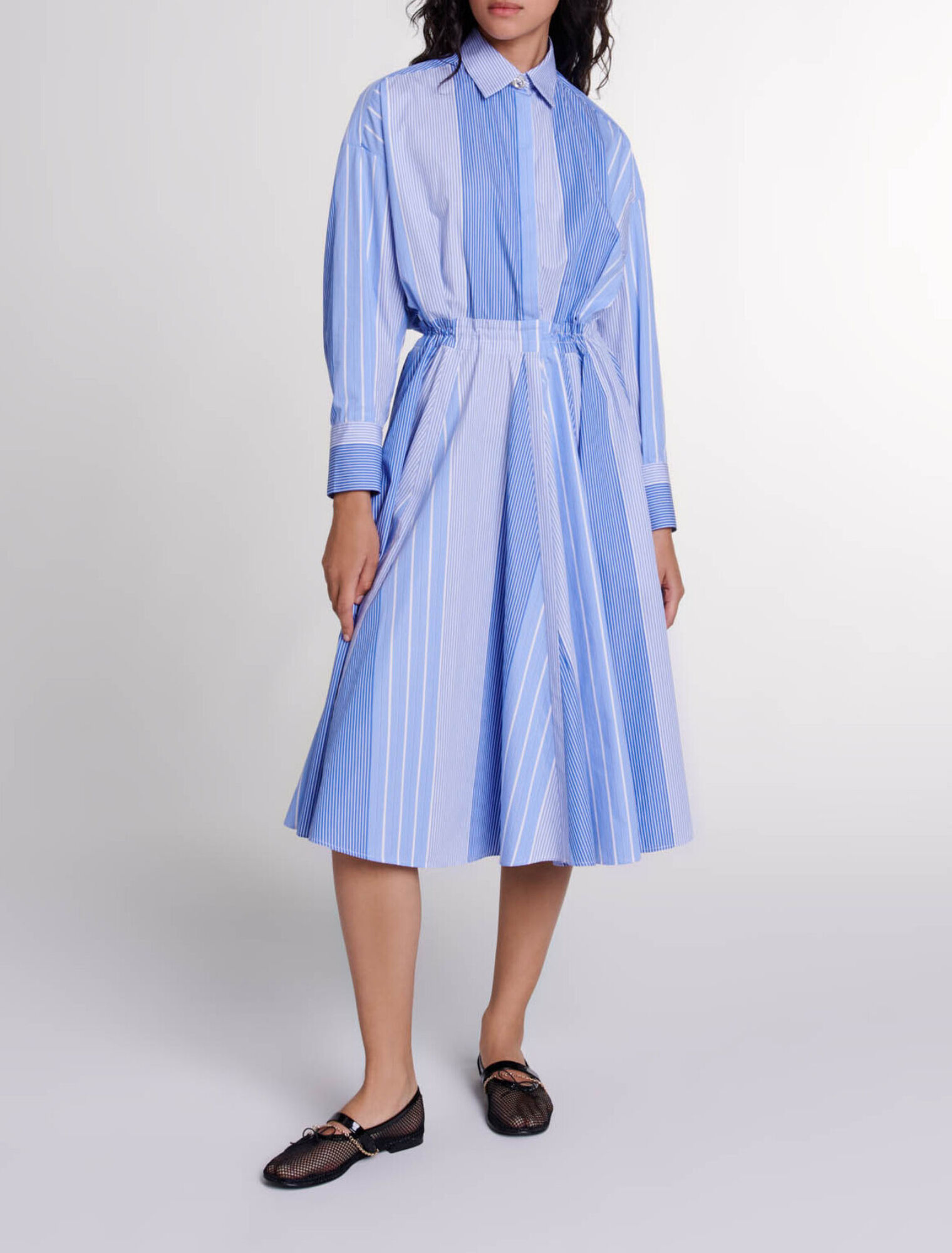 Vestido largo patchwork a rayas 