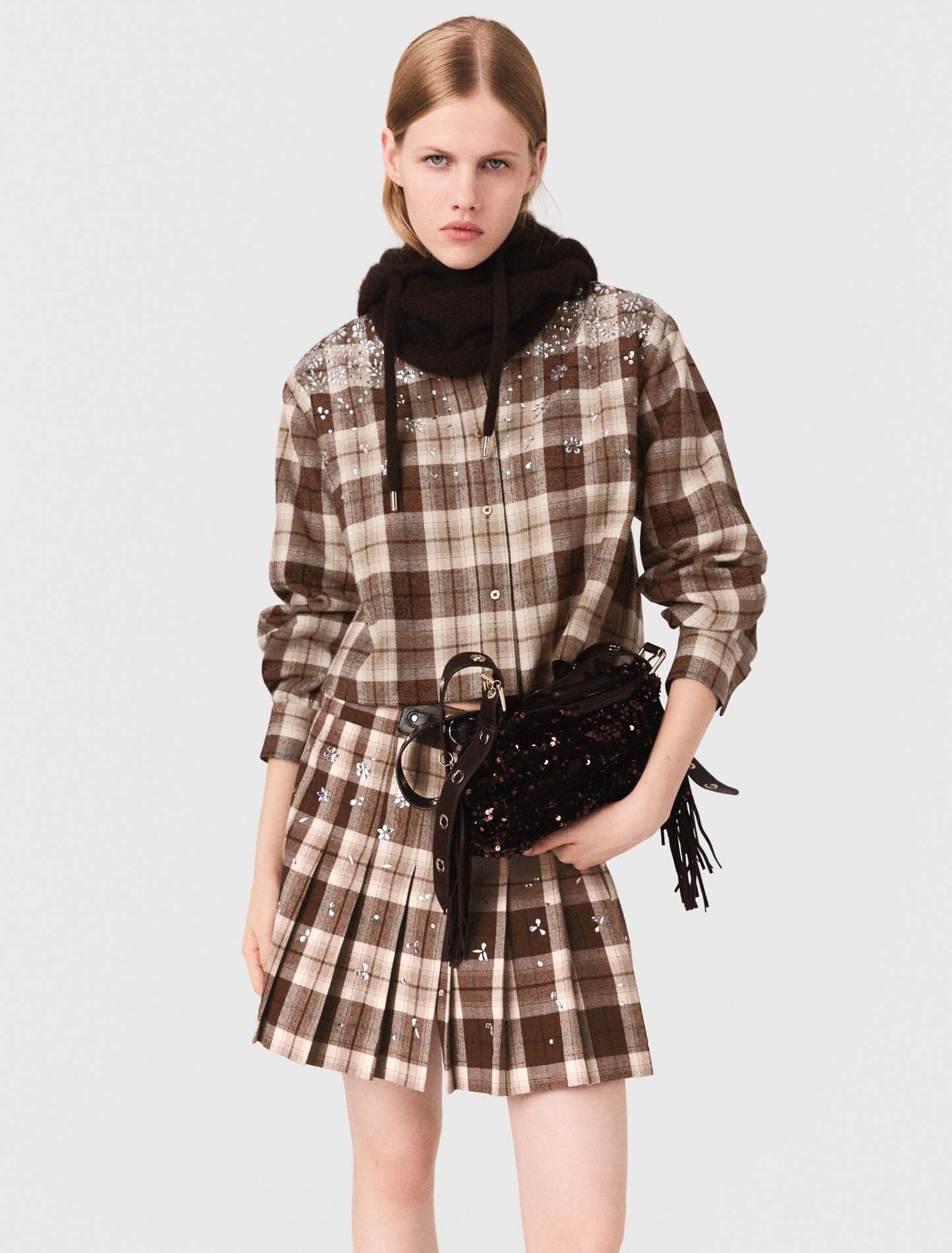 Camisa de cuadros con pedrería