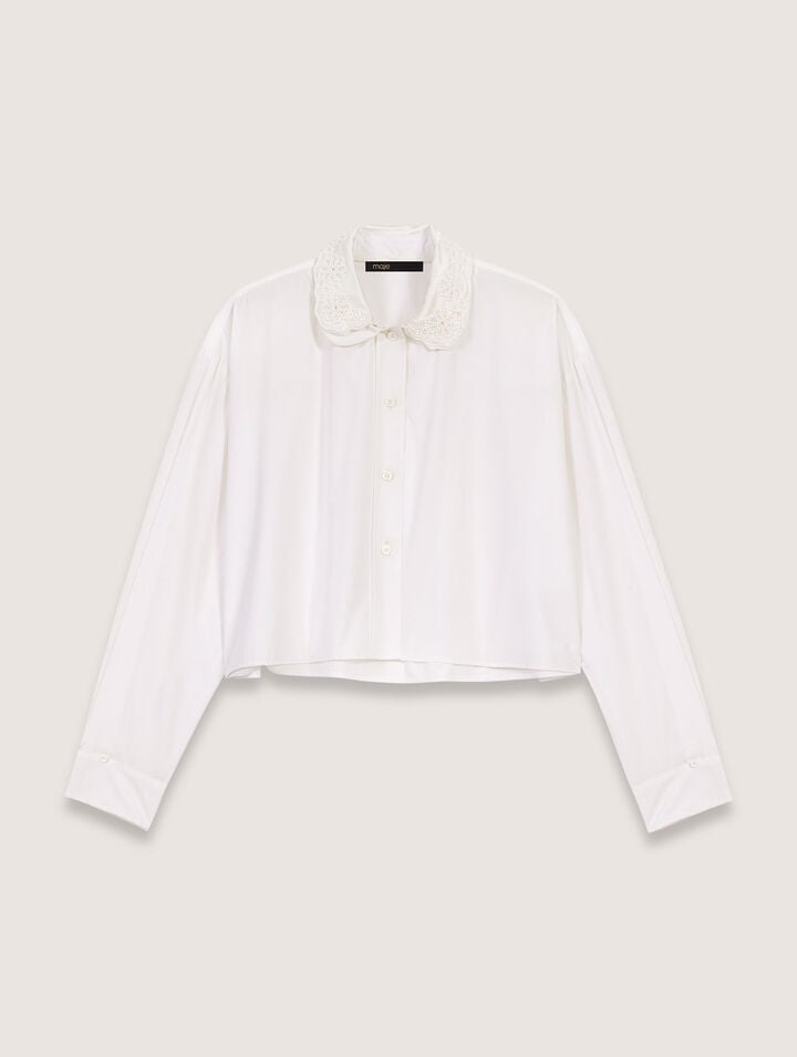 Camisa corta con cuello bordado