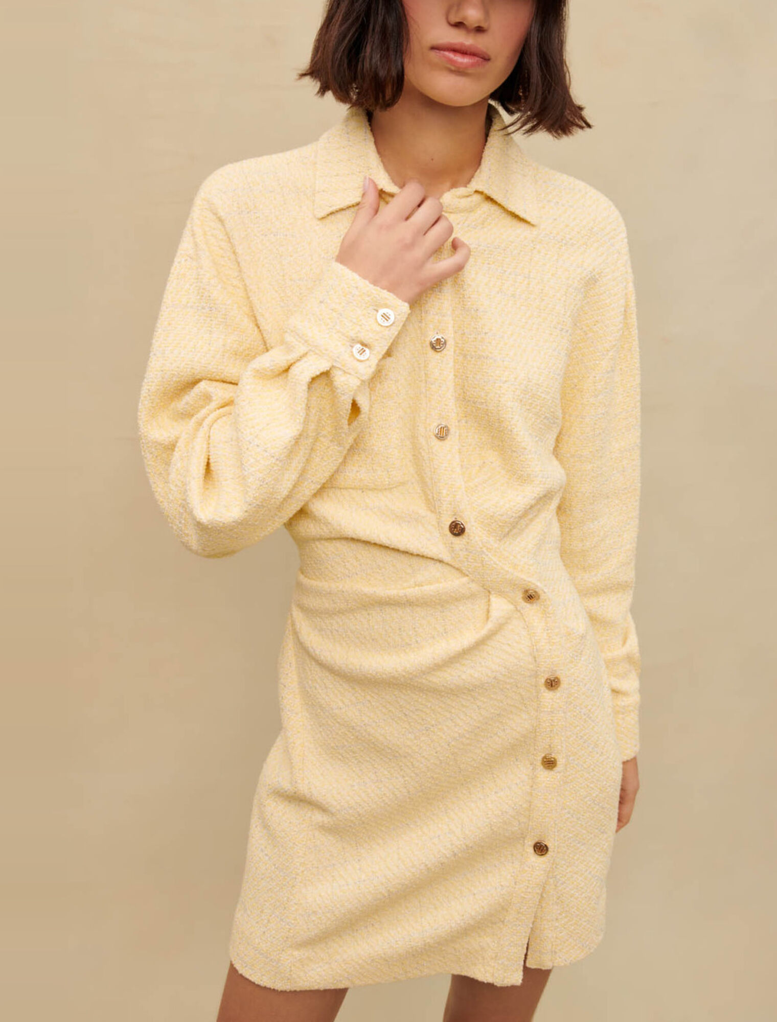 Vestido asimétrico en tweed lurex