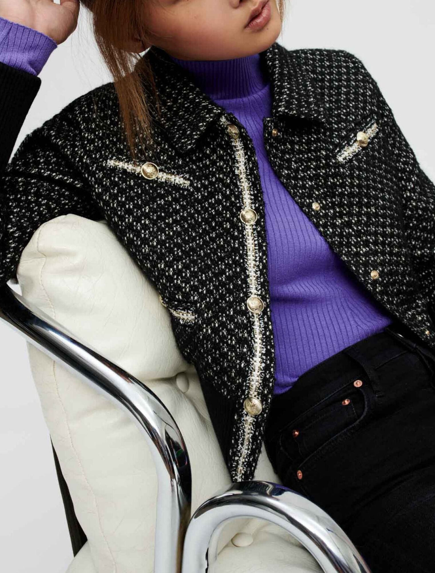 Cazadora de tweed ceñida