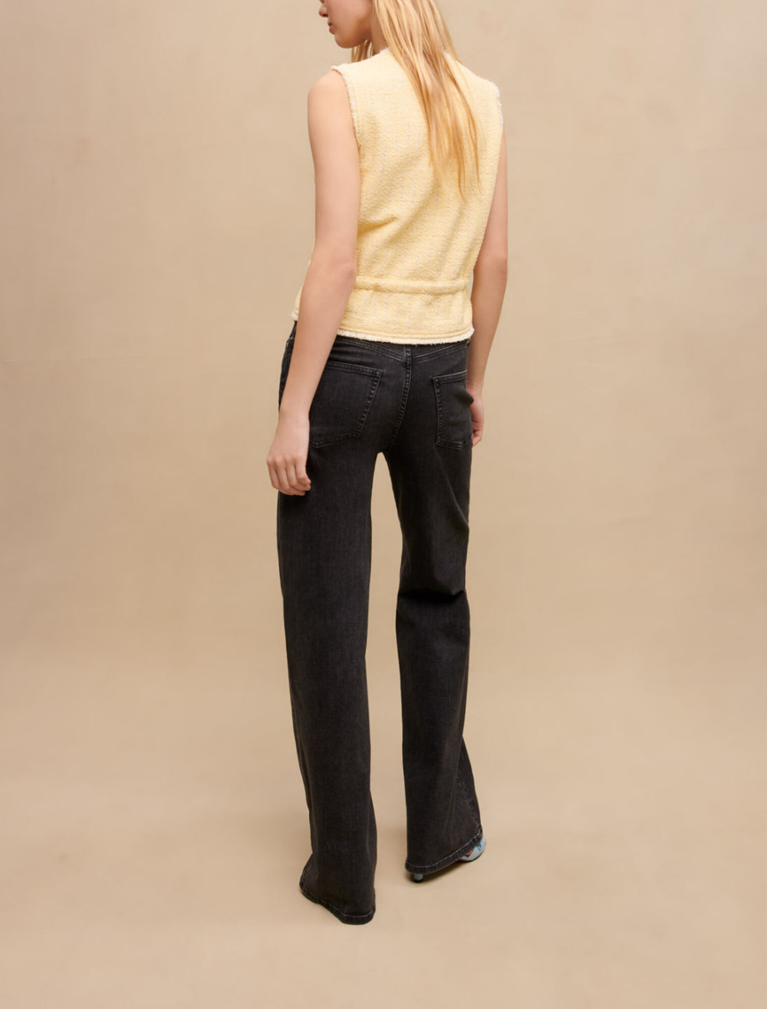 Top sin mangas de tweed de lúrex
