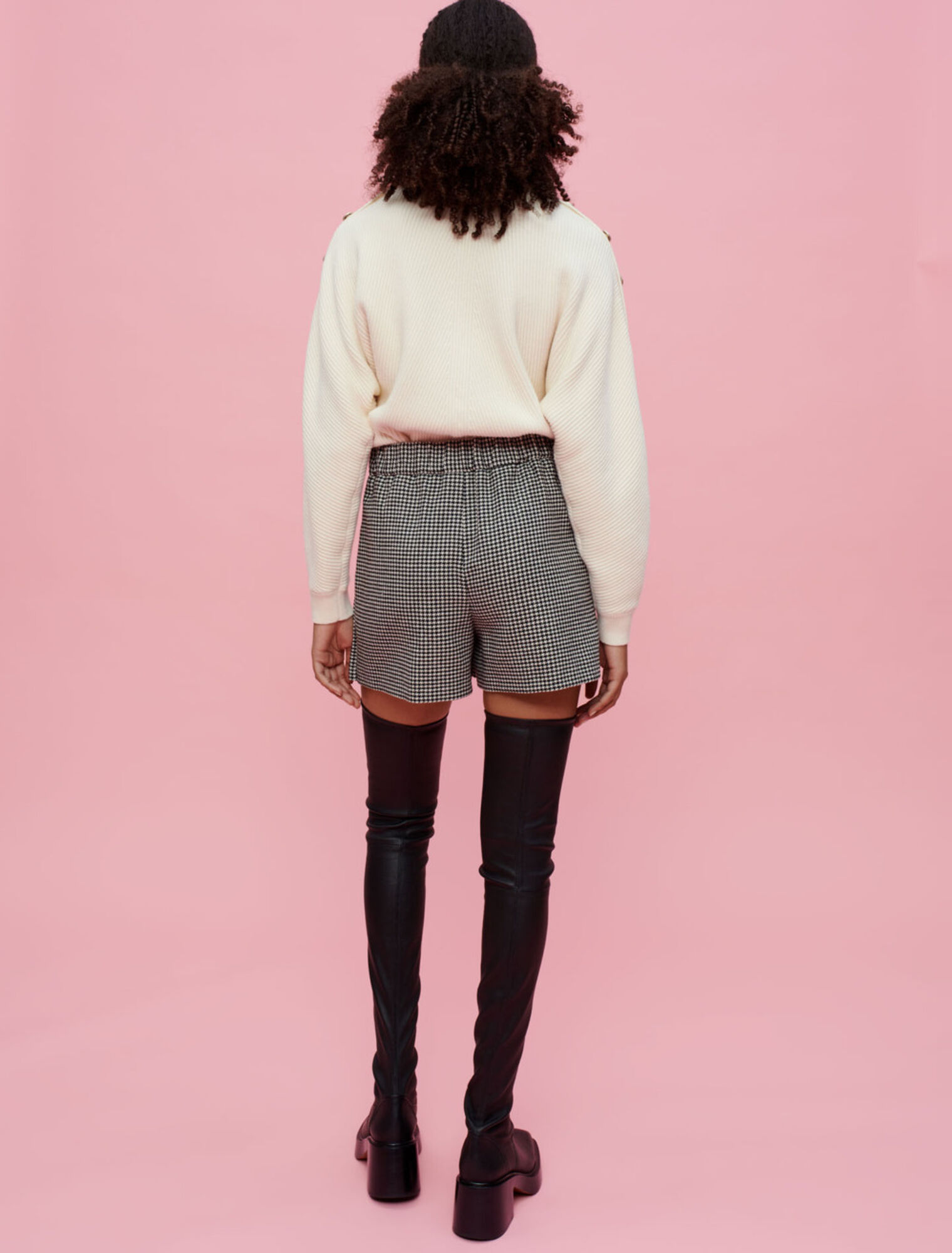 Pantalón corto de pata de gallo