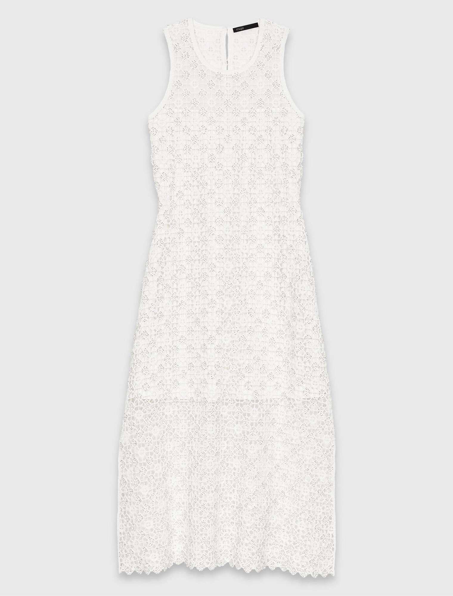 Vestido largo de ganchillo y strass