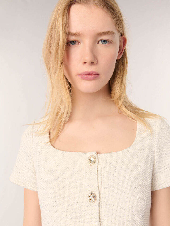 Top peplum de tweed y lurex