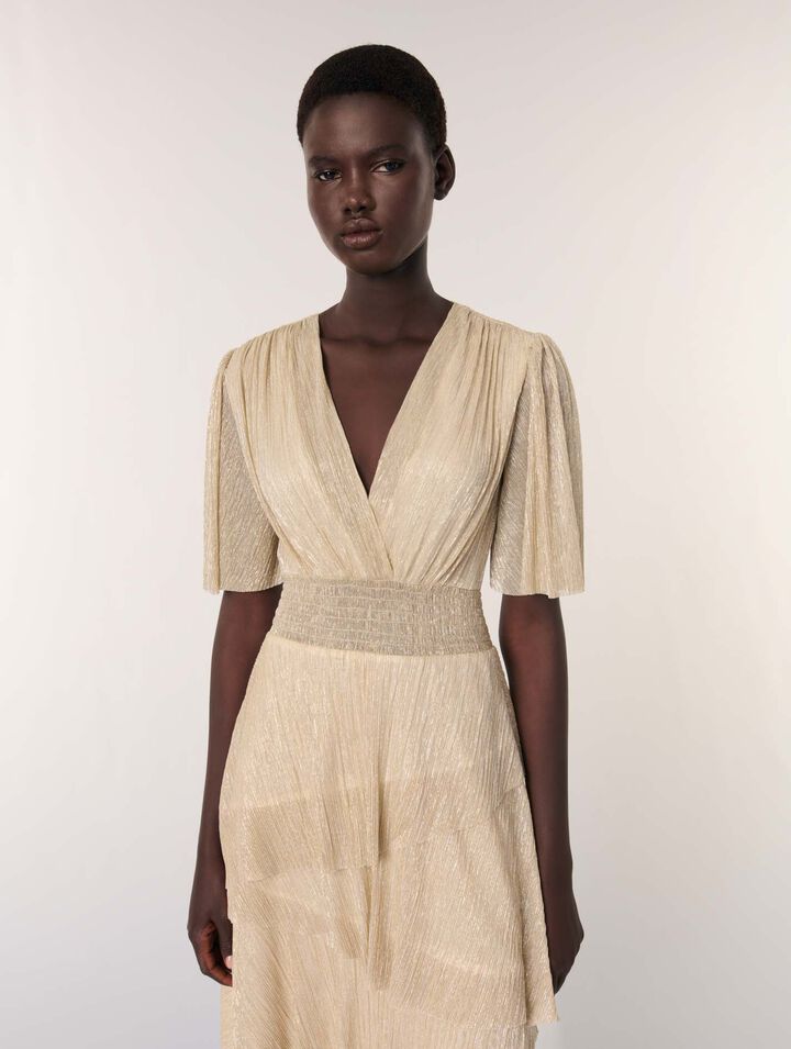 Vestido con volantes metalizado