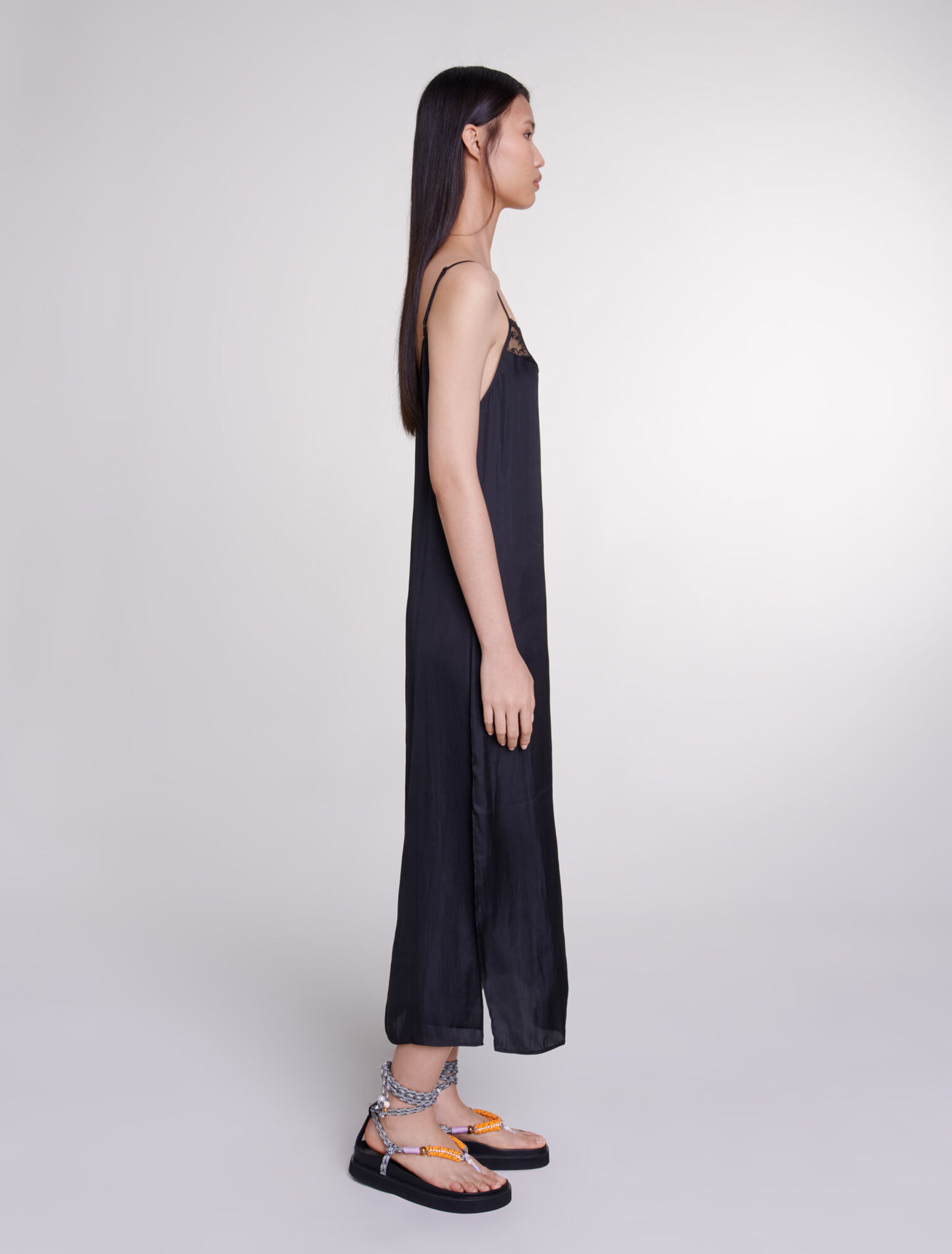 Vestido largo de satén