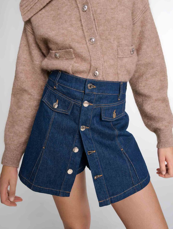 Pantalón corto trampantojo denim