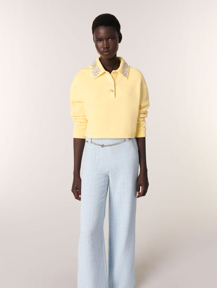 Pantalón de tweed con cinturón