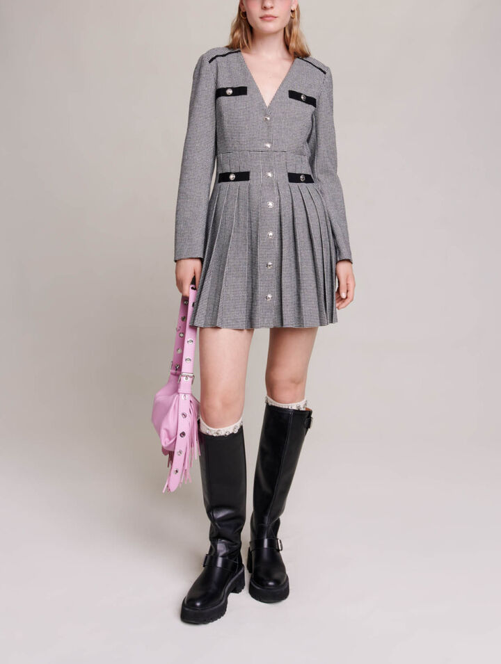 Vestido corto plisado