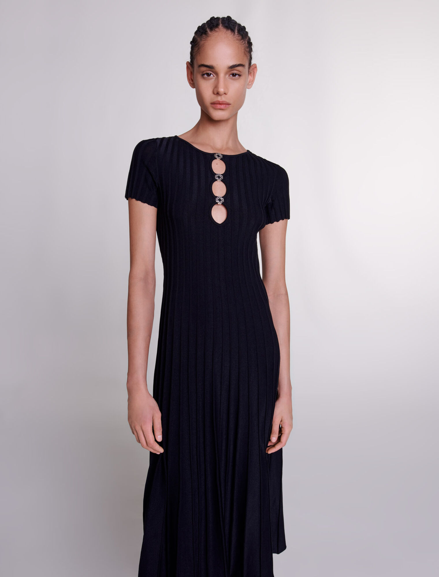 Vestido largo de punto de canalé