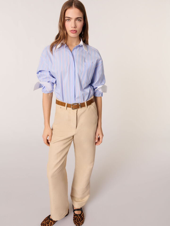 Pantalón de traje de lino y algodón