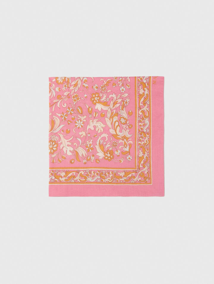 Pañuelo estampado de flores 65 x 65