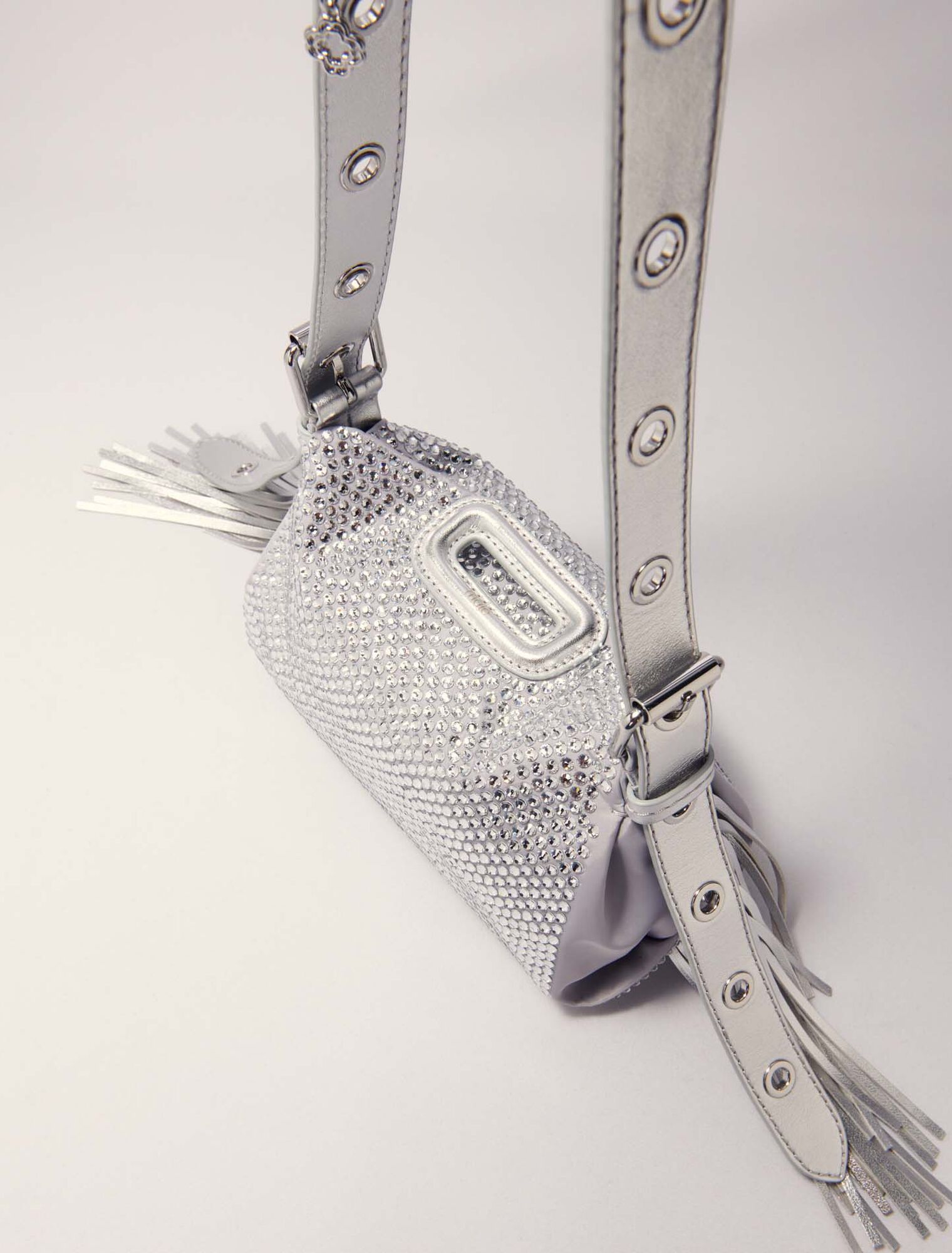 Bolso Miss M Mini metalizado con estrás