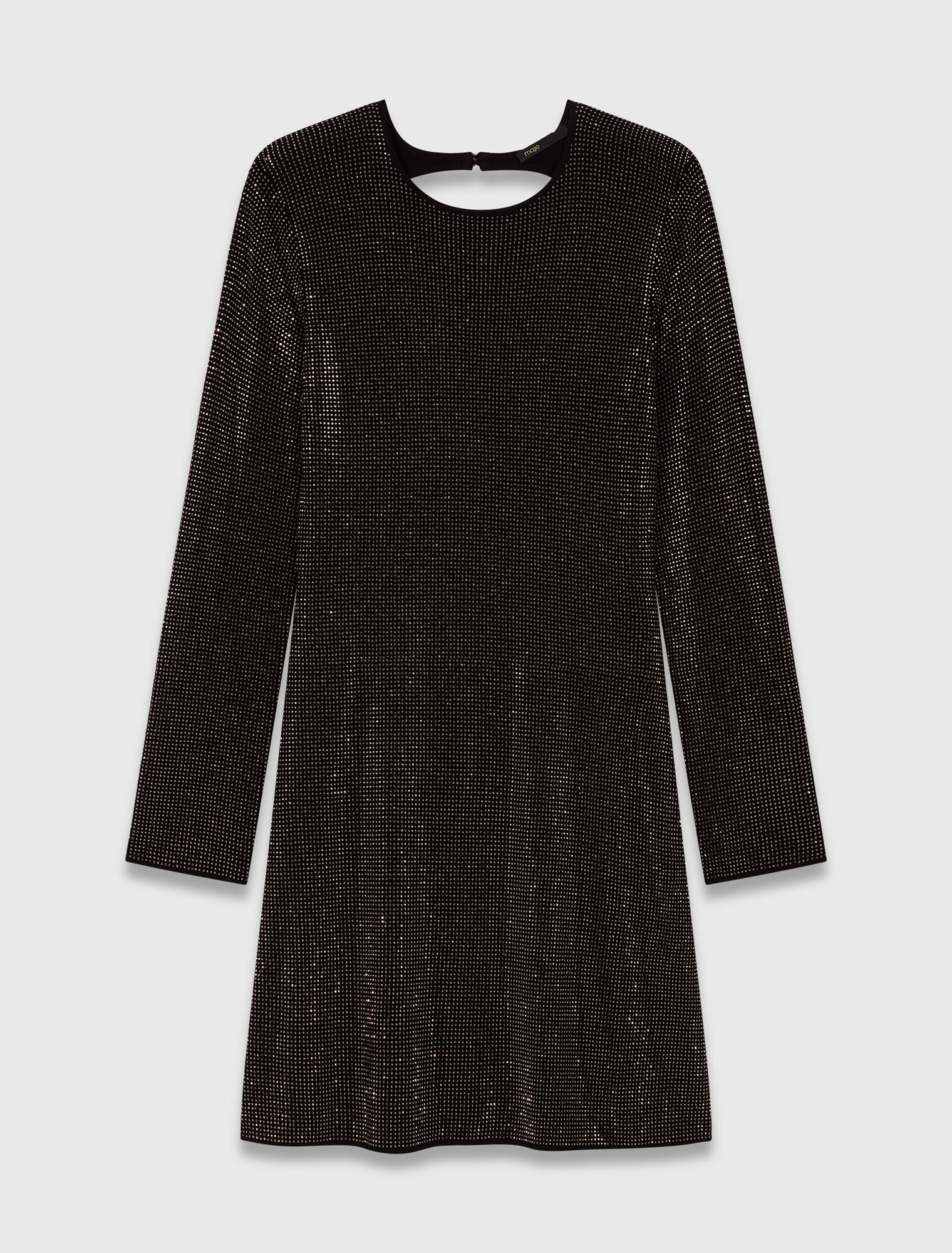 Vestido corto de punto con estrás