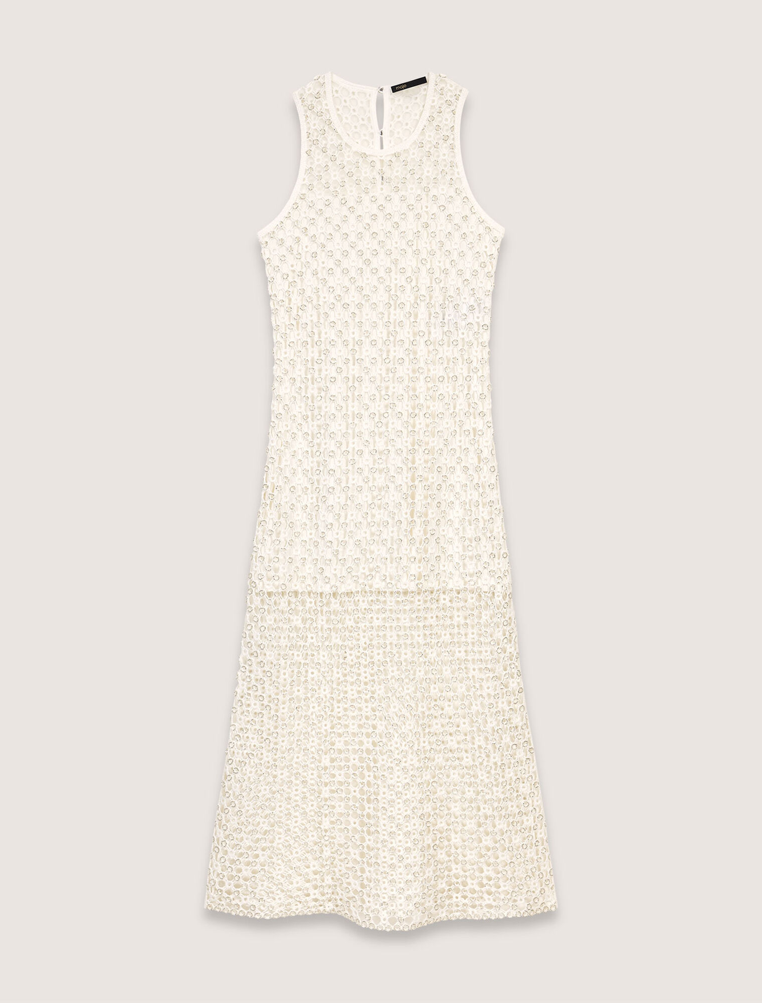 Vestido largo de ganchillo con perlas
