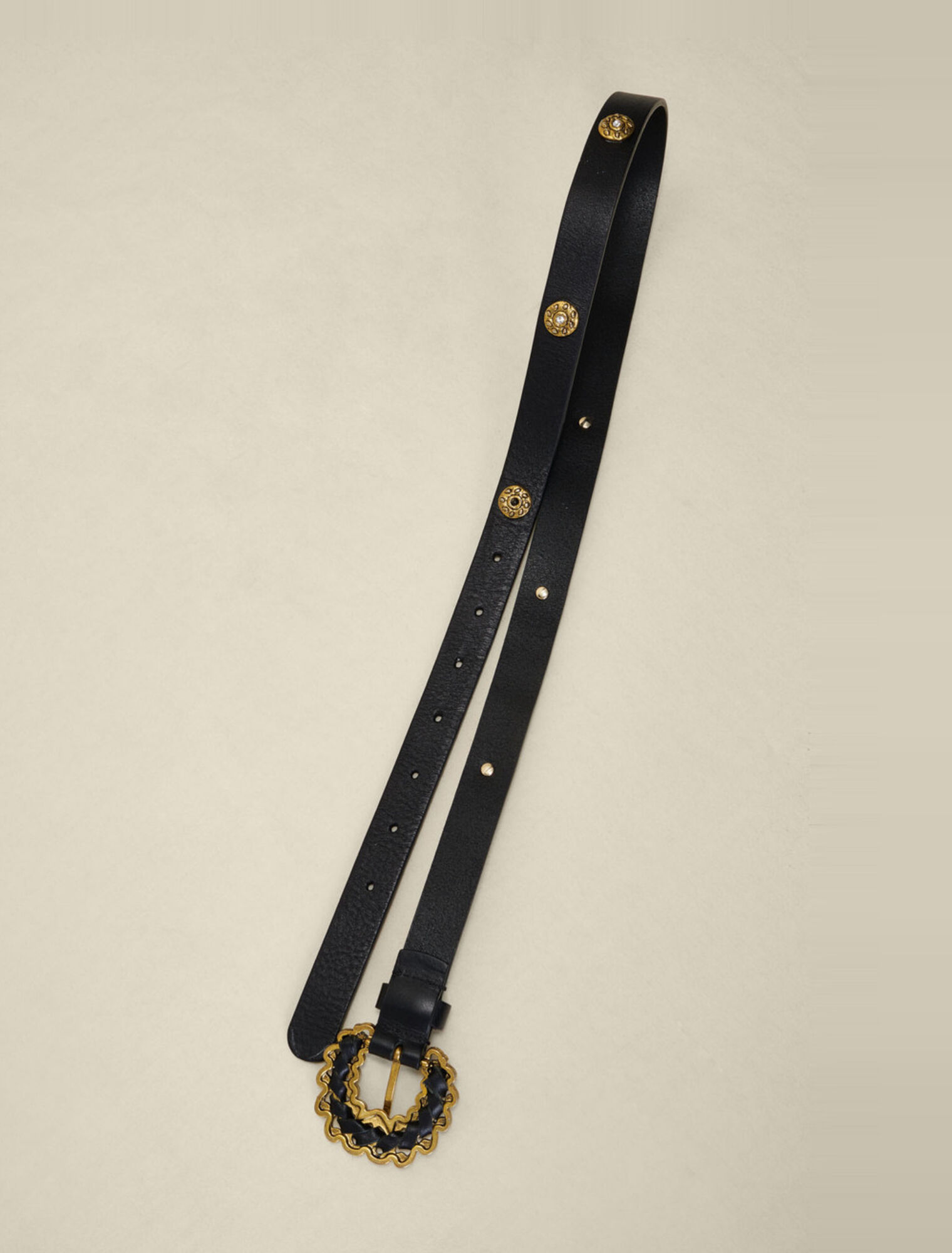 Cinturón de piel con strass