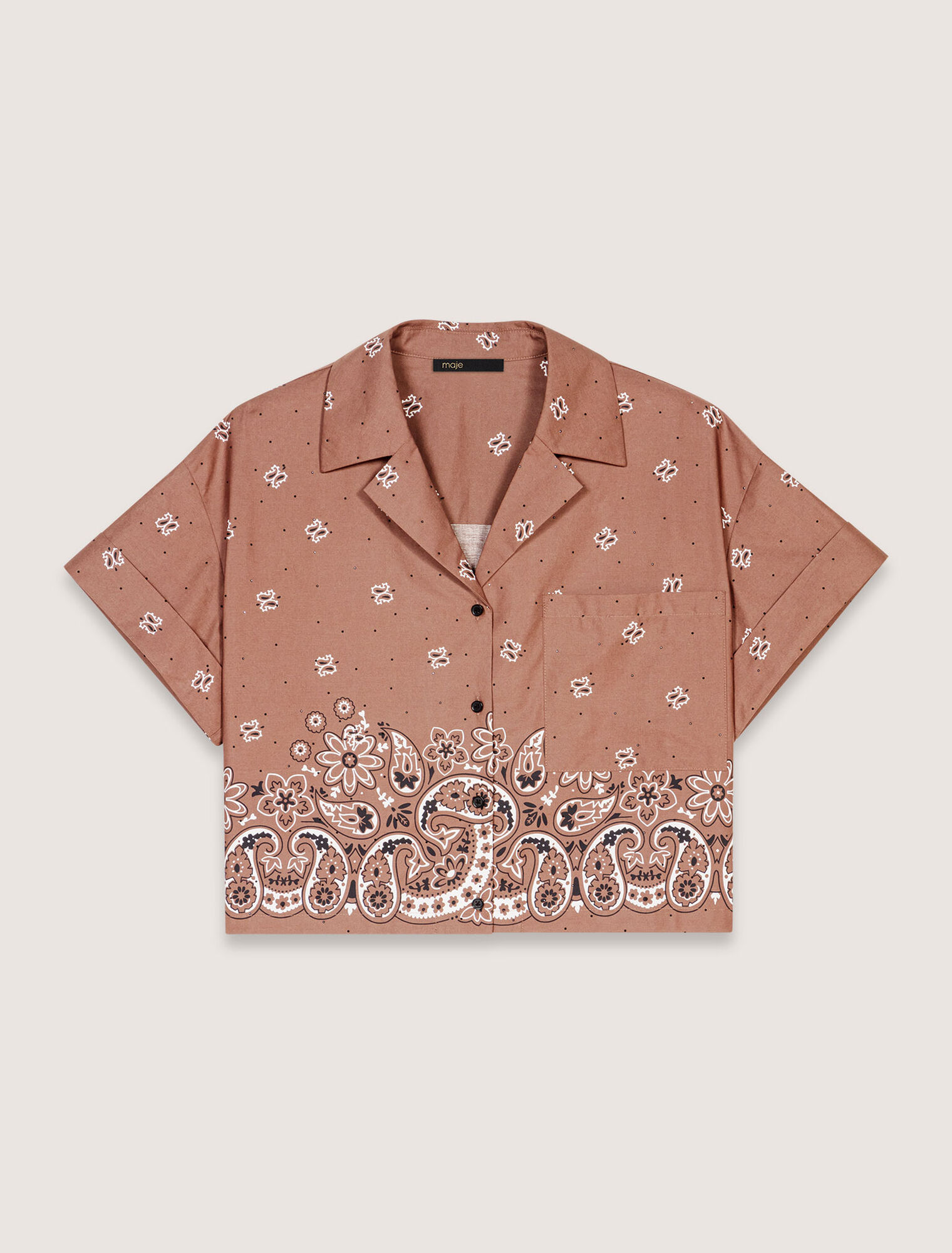 Camisa corta estampada con strass