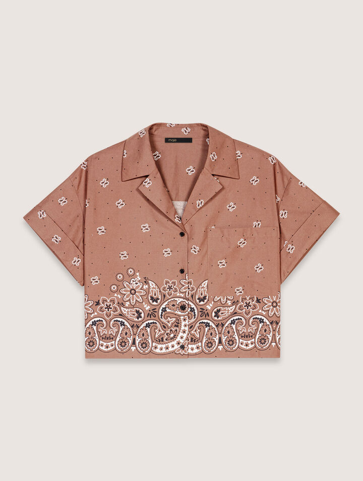 Camisa corta estampada con strass
