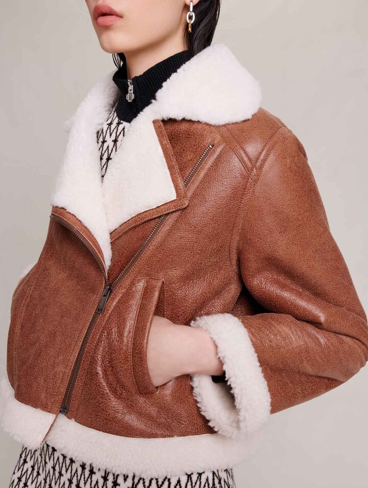 Chaqueta corta de piel de cordero