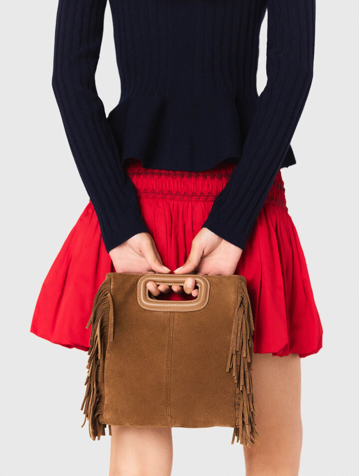 Bolso M de cuero con flecos
