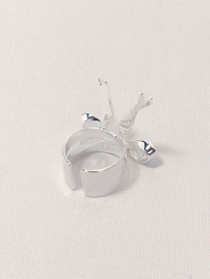 Anillo abierto nudo plateado