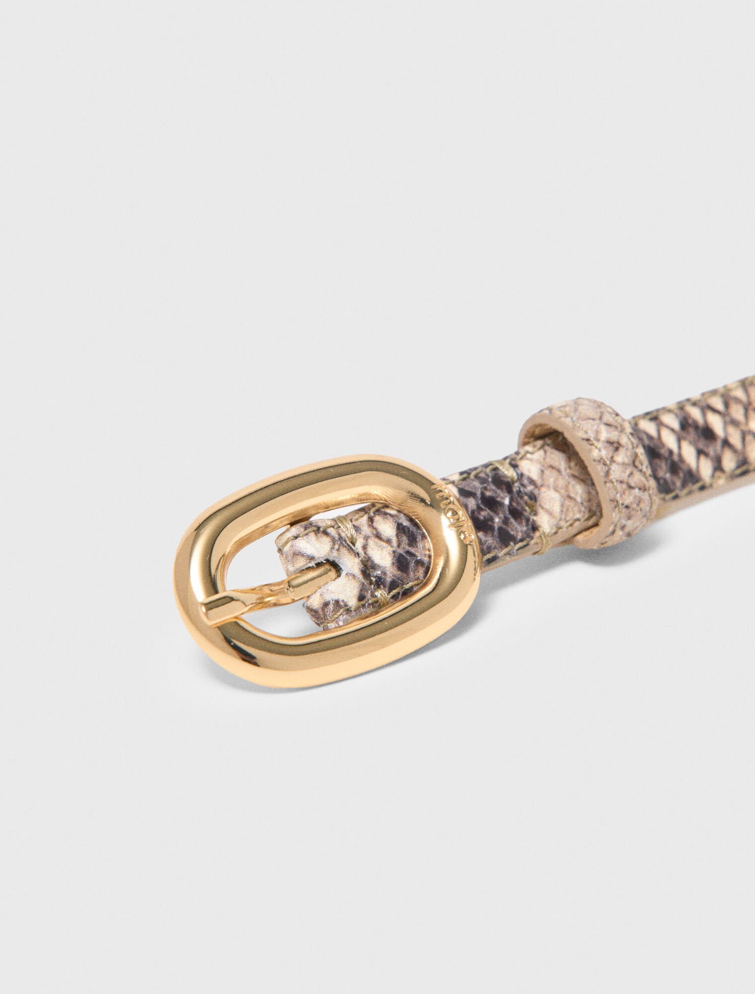 Cintur&oacute;n fino de piel efecto pit&oacute;n