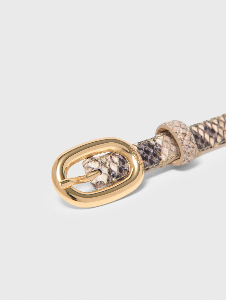 Cintur&oacute;n fino de piel efecto pit&oacute;n