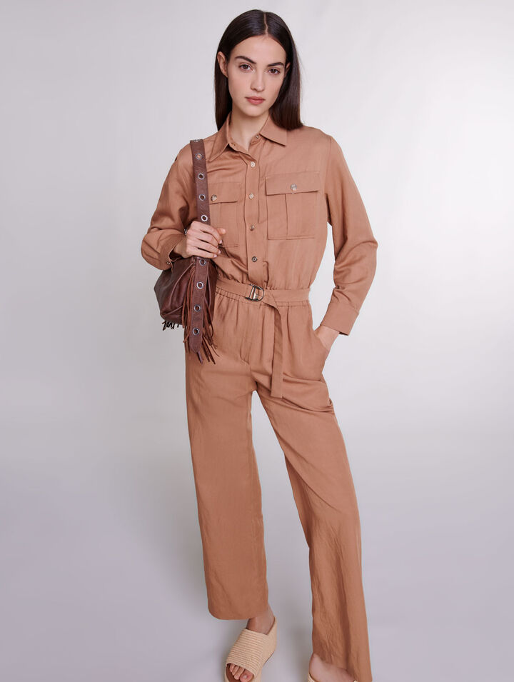 Mono de pantalón de mezcla de lino
