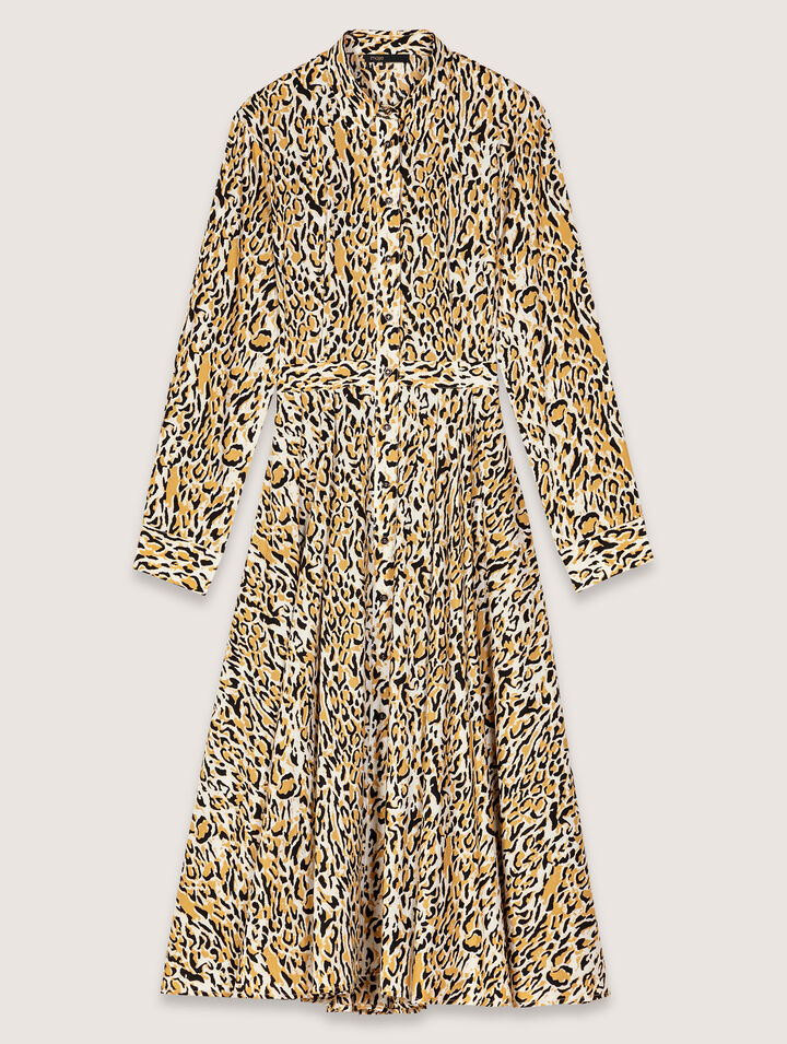 Vestido midi estampado de leopardo