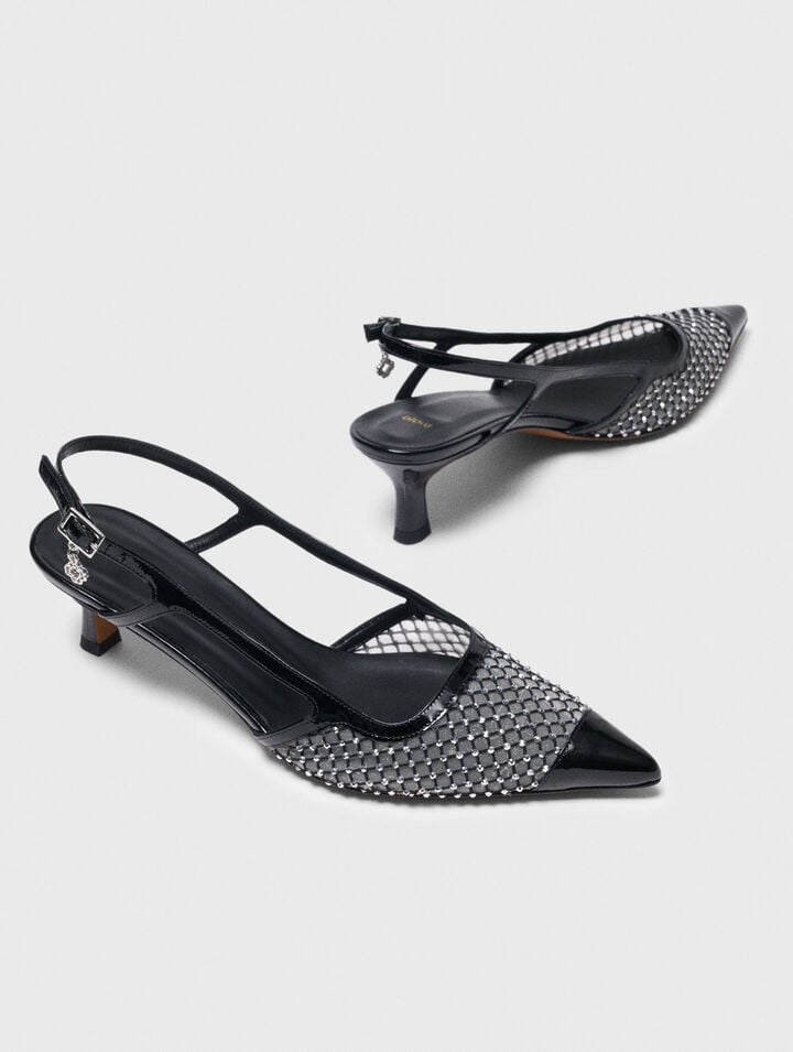 Zapatos de tacón de mesh con strass