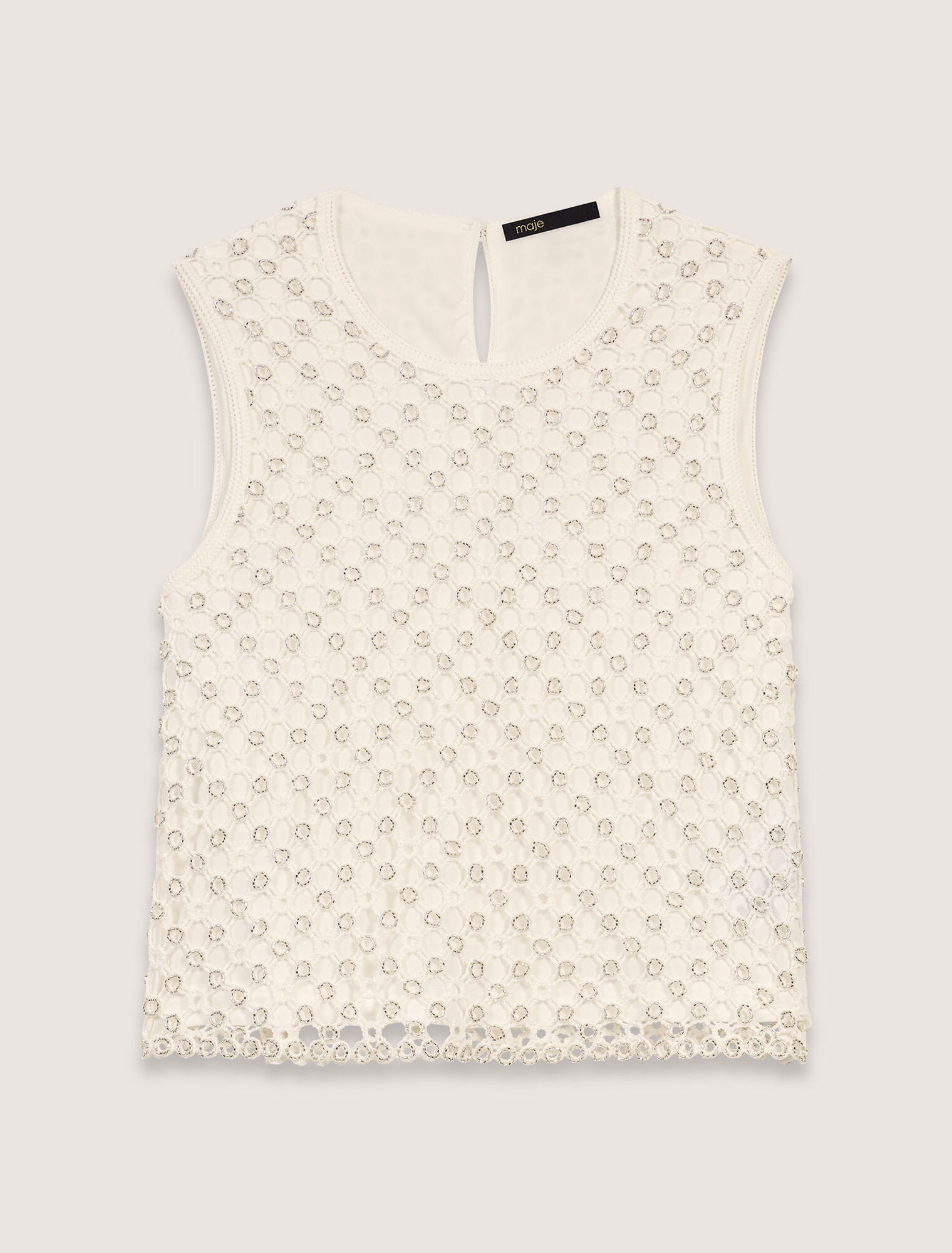 Top de ganchillo con perlas