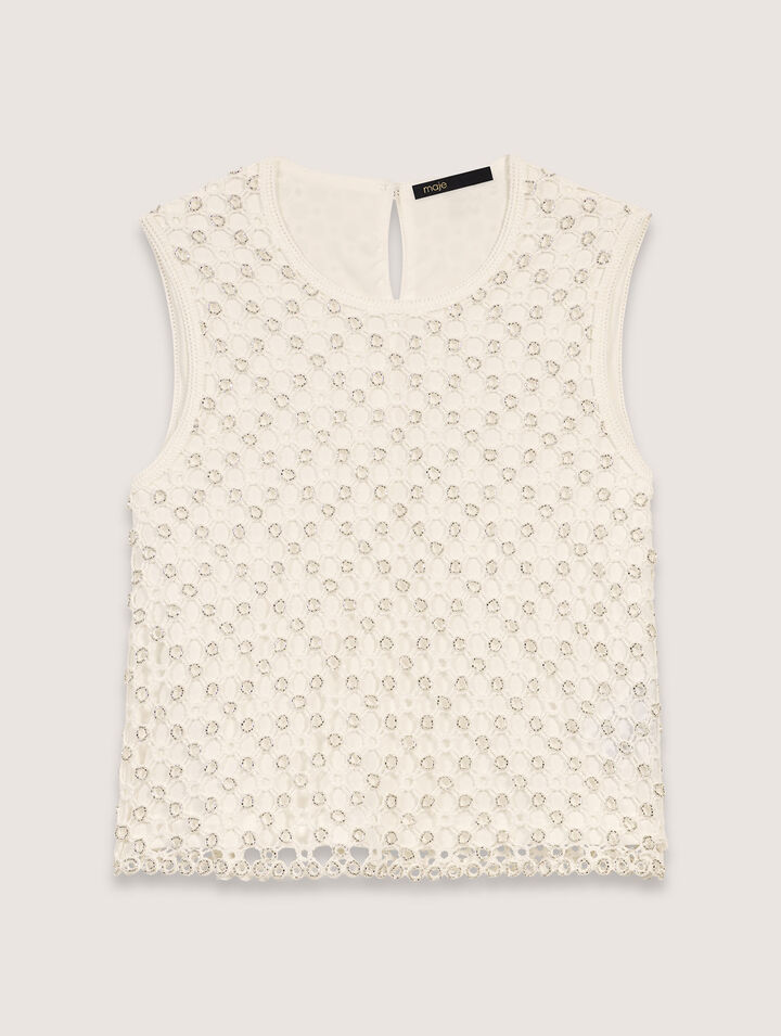 Top de ganchillo con perlas