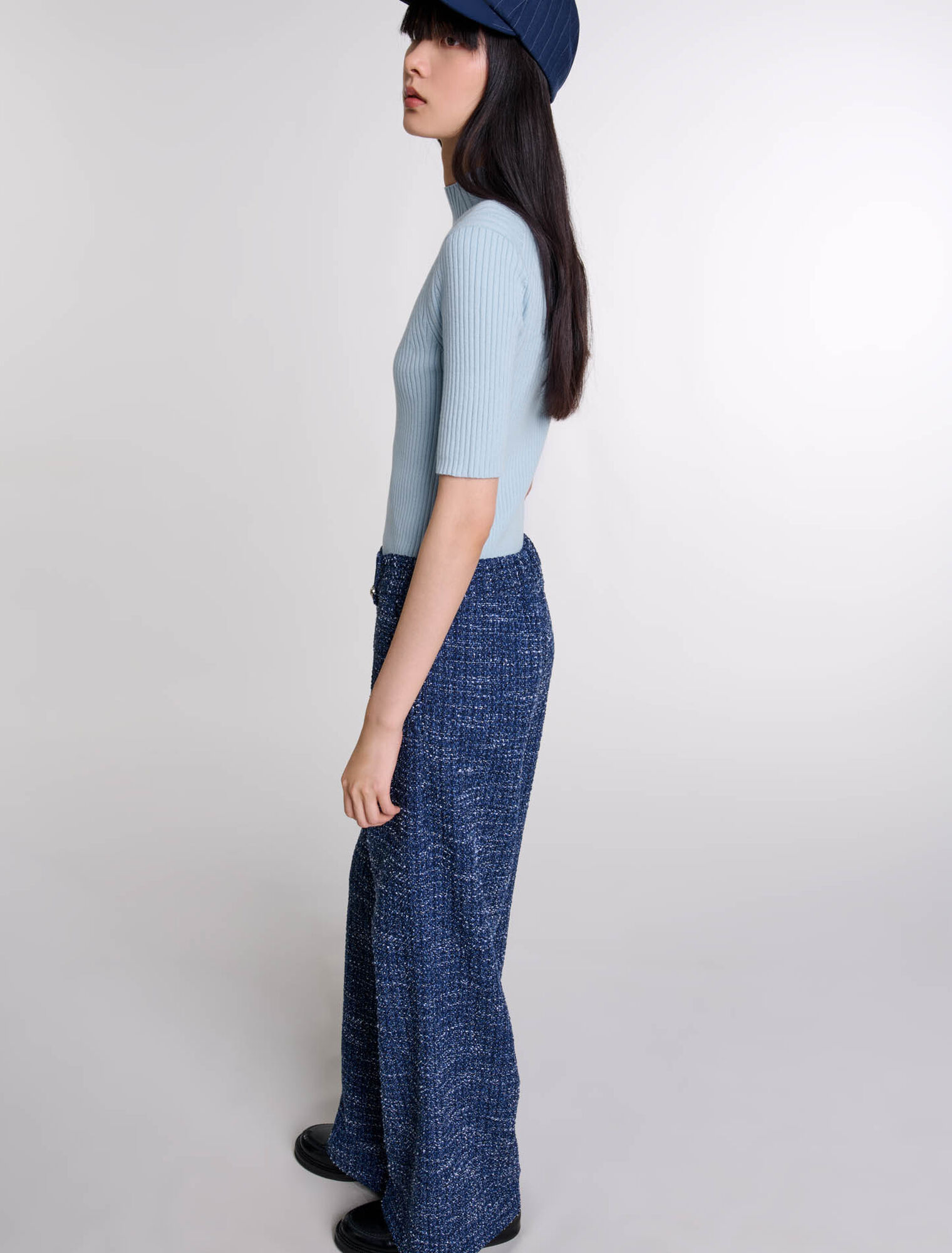 Pantalón ancho de tweed