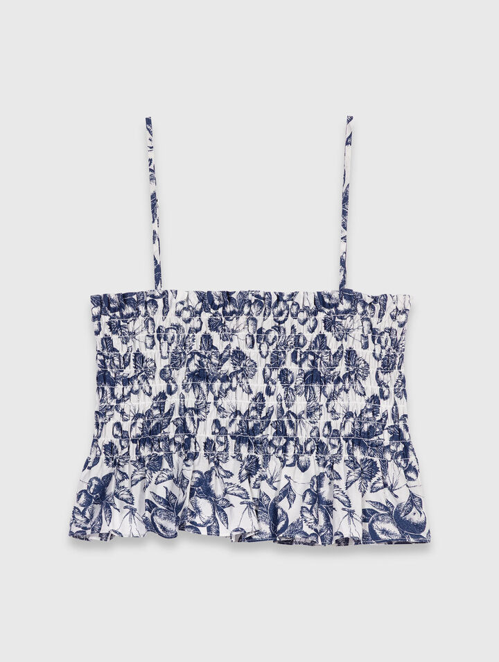 Top fruncido estampado