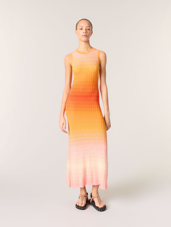Vestido largo de punto tie-dye