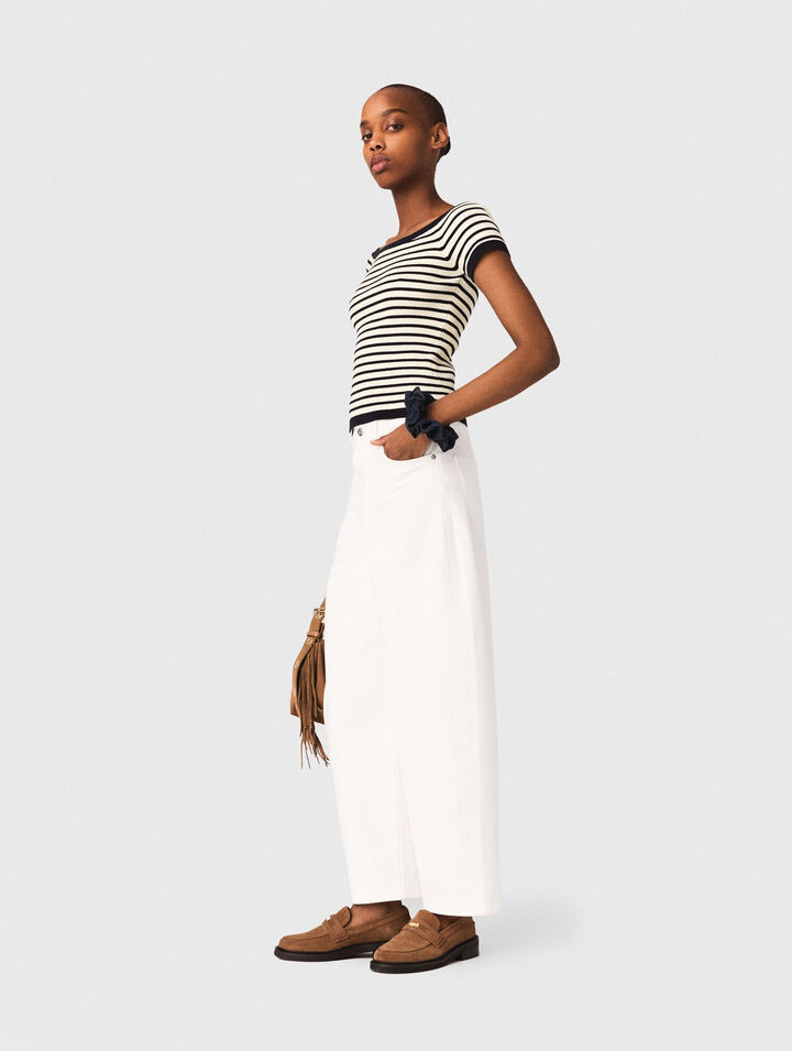 Top de punto de canal&eacute; cuello barco