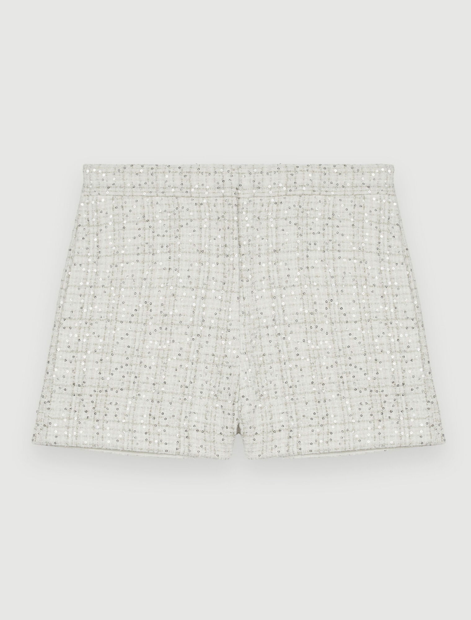 Bermuda de tweed crudo con lentejuelas