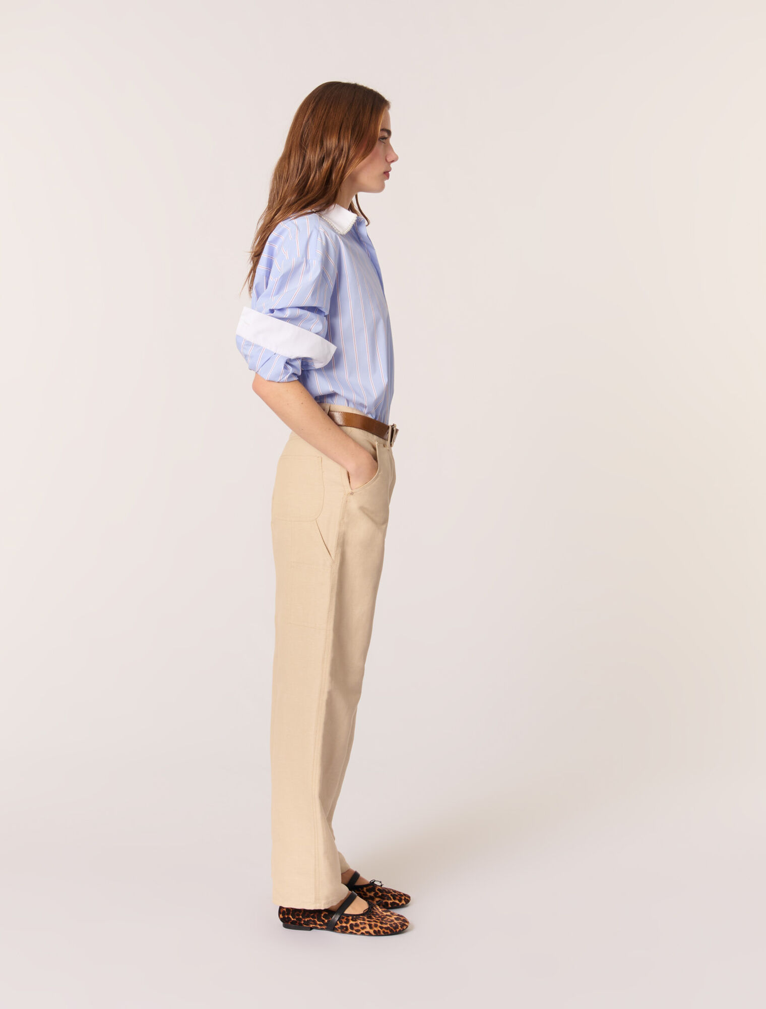 Pantalón de traje de lino y algodón